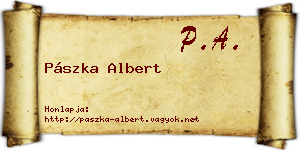 Pászka Albert névjegykártya