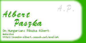 albert paszka business card