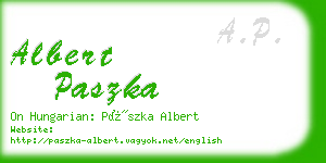 albert paszka business card